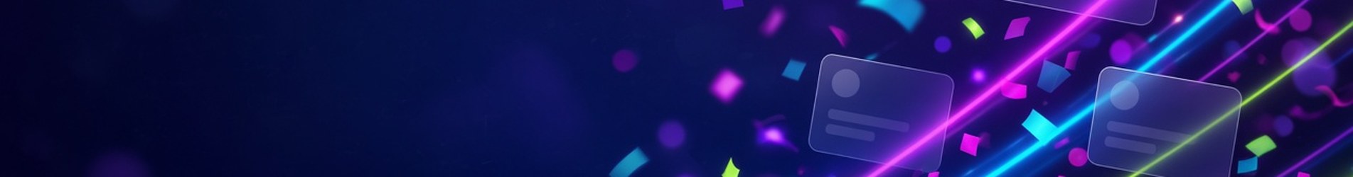 Neon party lights and floating post cards